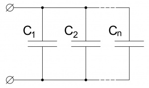 Параллельное соединение конденсаторов.